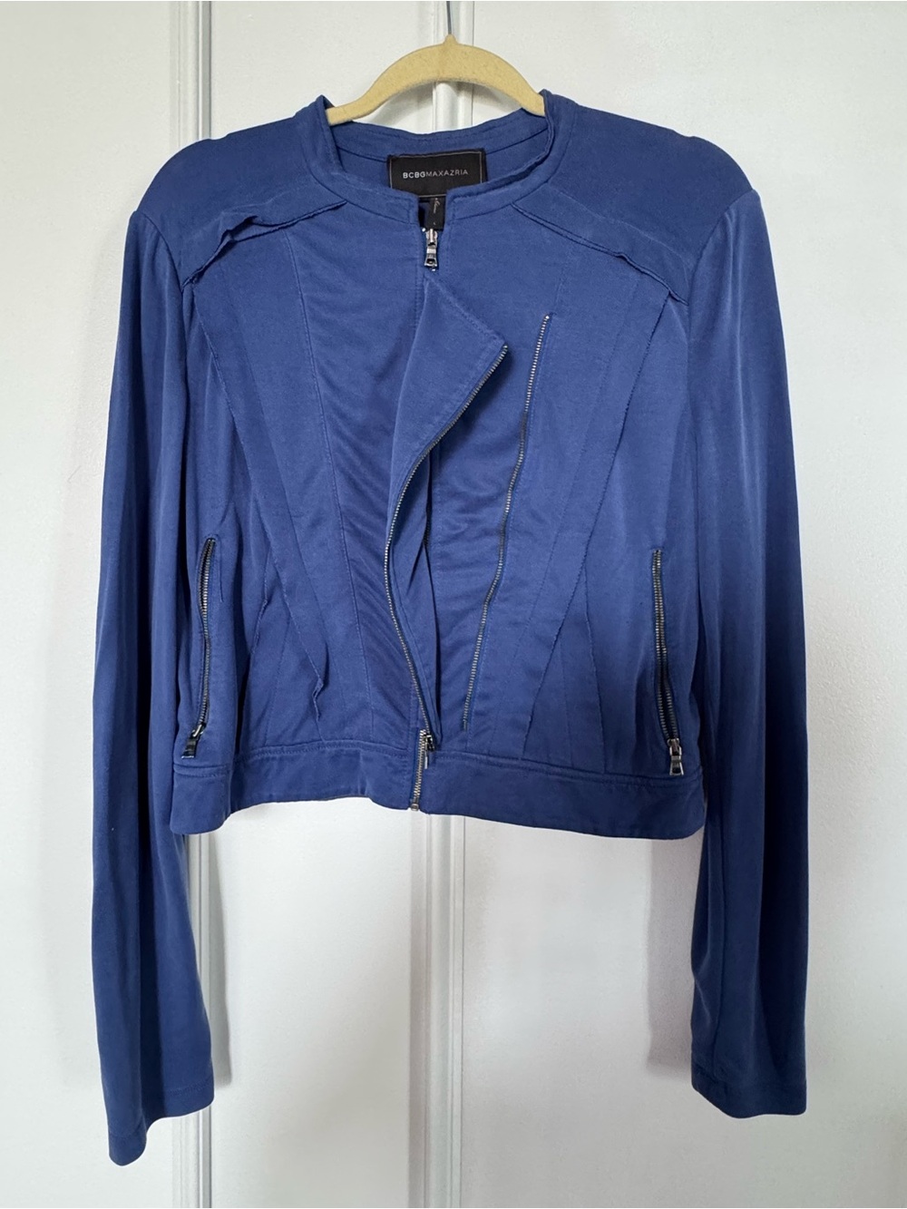 BCBGMAXAZRIA Blue Zip-Front Jacket